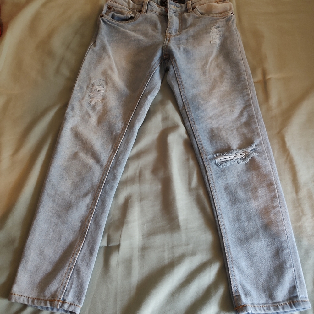 Girls light denim blue ripped jeans
